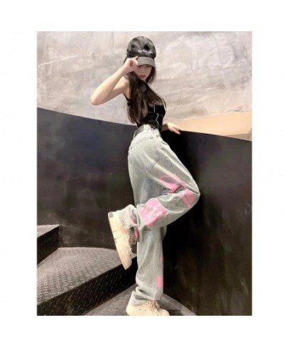 Graphic Print Baggy Jeans Women Clothing High Street Vintage Distressed High Waisted Jeans Woman Casual Women Jeans Pants $53...