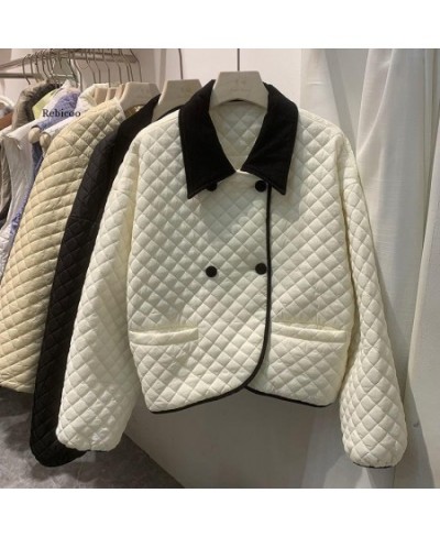 cotton jacket contrast color autumn and winter down cotton jacket women's short new Korean cotton jacket cotton coat $61.94 -...