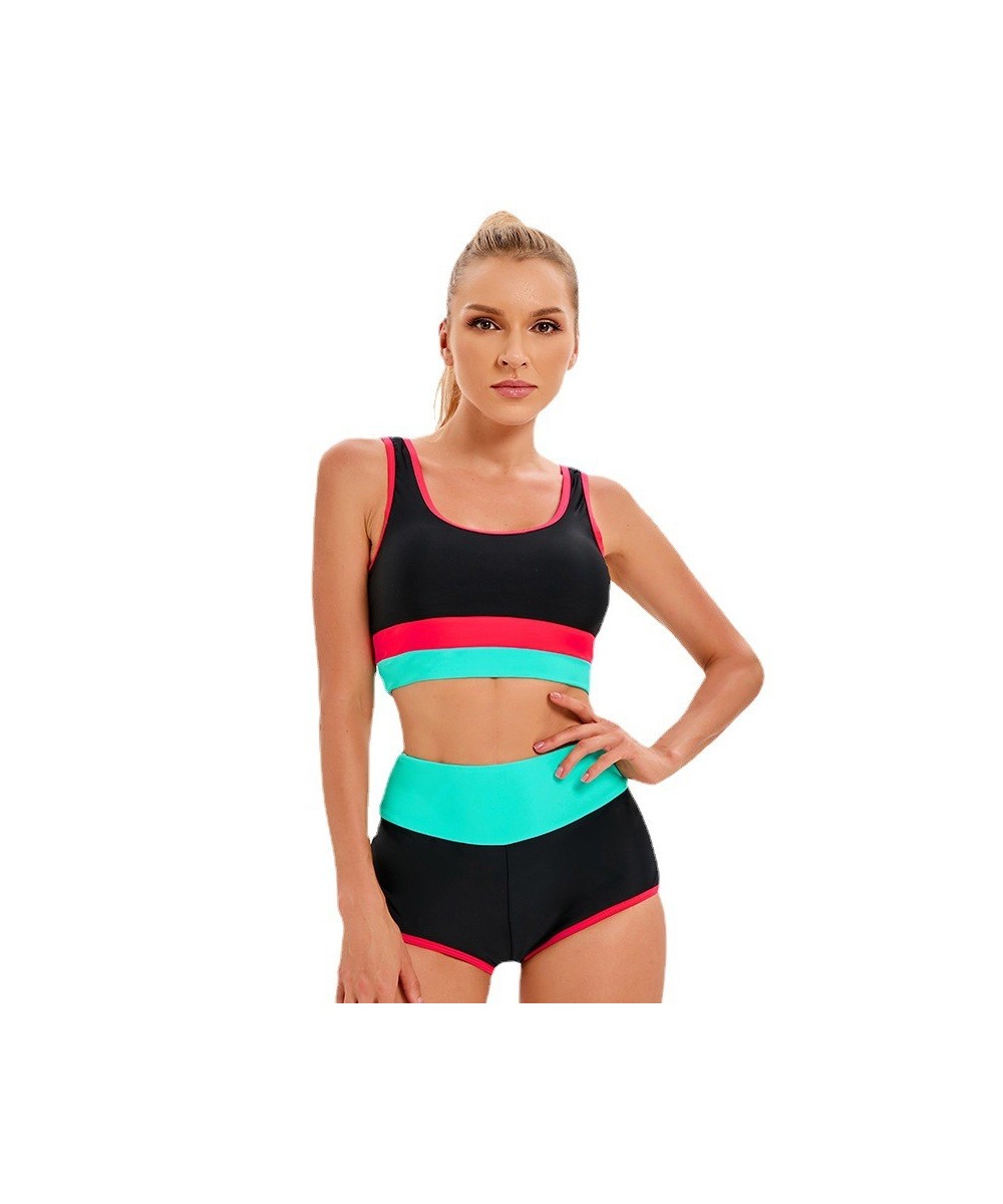 Swimwear Women Swimsuit Two Piece Bikini Sets Sexy Tankini Beachwear Patchwork High Waist Shorts Sports Backless Fitness $29....