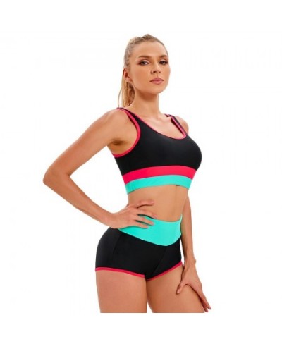 Swimwear Women Swimsuit Two Piece Bikini Sets Sexy Tankini Beachwear Patchwork High Waist Shorts Sports Backless Fitness $29....