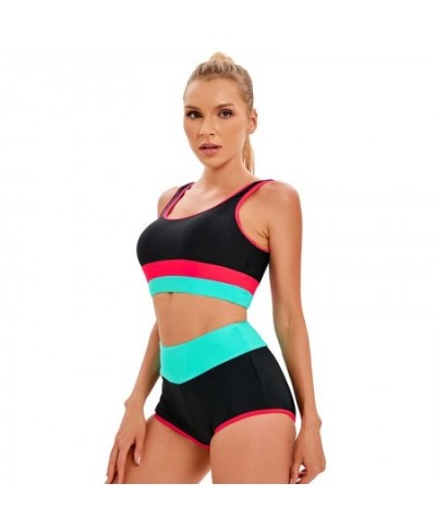 Swimwear Women Swimsuit Two Piece Bikini Sets Sexy Tankini Beachwear Patchwork High Waist Shorts Sports Backless Fitness $29....