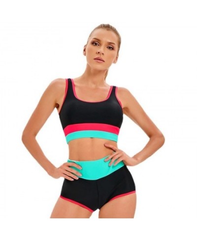 Swimwear Women Swimsuit Two Piece Bikini Sets Sexy Tankini Beachwear Patchwork High Waist Shorts Sports Backless Fitness $29....