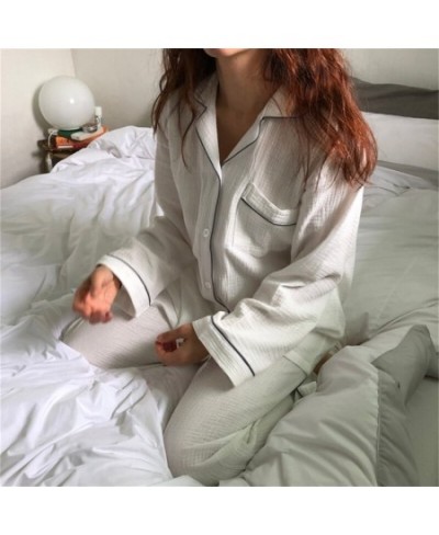 night wear women white men dark gray couple pajama set cotton gauze home service crepe soft casual homewear suit clothes L863...