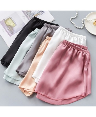 Sexy Satin Women Pajama Shorts Korean Cute Elastic Waist Solid Summer Sleepwear Bottoms Safety Shorts 122729WKA $14.97 - Slee...