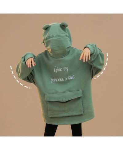 Oversized Women Cute Frog Hoodie Loose Streetwear Long Sleeve Sweatshirt Spring Autumn Winter Casual Jackets Loose Coat $36.4...