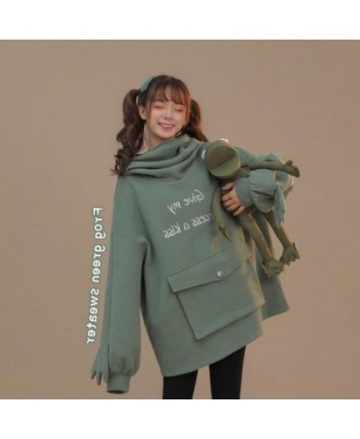 Oversized Women Cute Frog Hoodie Loose Streetwear Long Sleeve Sweatshirt Spring Autumn Winter Casual Jackets Loose Coat $36.4...