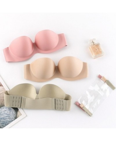 Summer Non-slip Strapless Bra Women Invisible Underwear Sexy Gathering Lingerie Comfortable Push Up Bralette Breast Wrapping ...