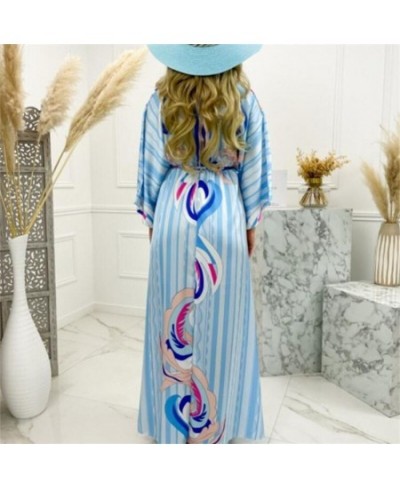 2023 Summer Print Casual Women Dresses Oversized Holiday Beach Dress Boho Long Cover-Up Female Long Sleeve Loose Tunic Dress ...