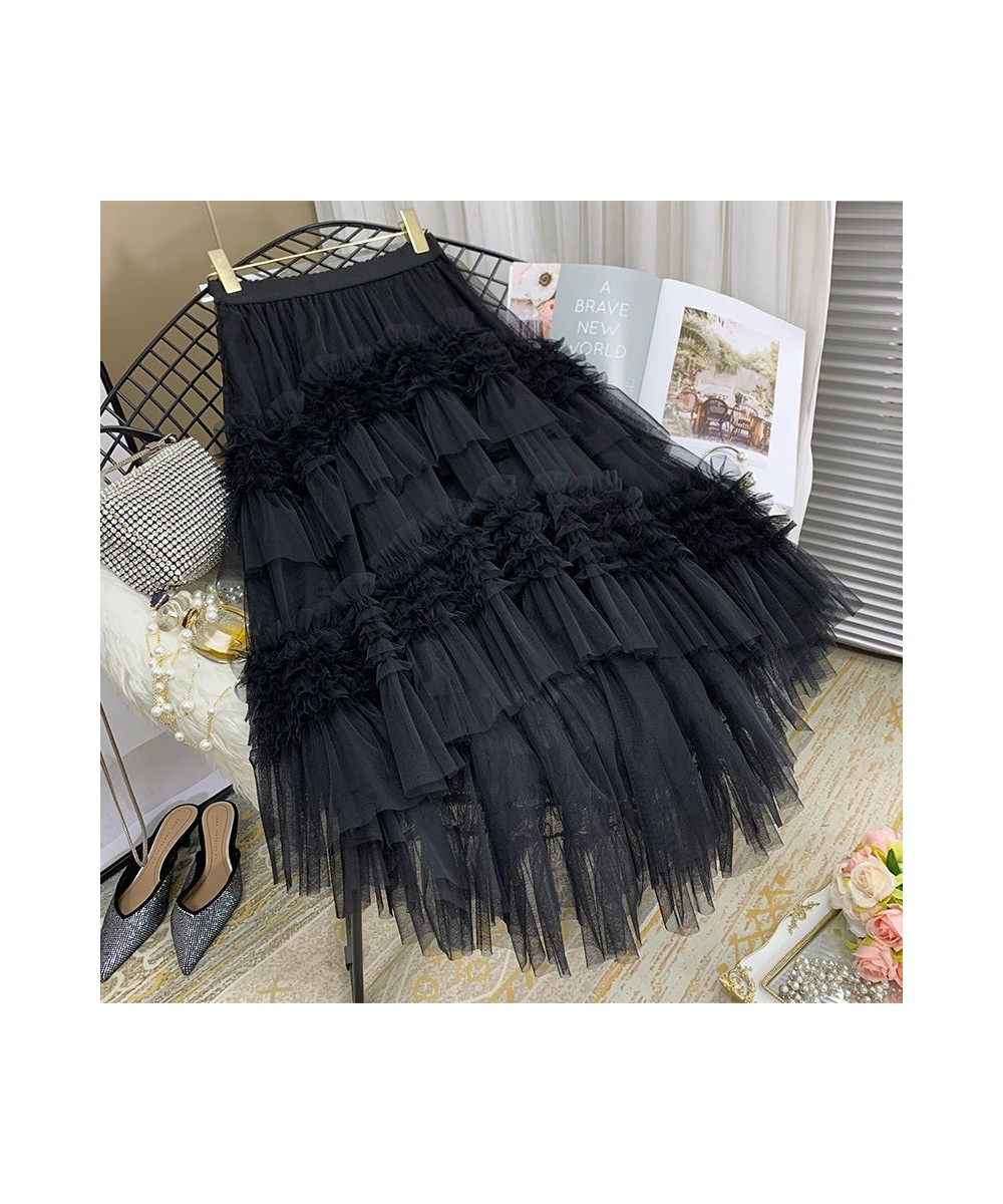 Half-length Skirts Womens 2023 Layer Cake Skirt Elastic Waist Design Sense Gauze Skirt Mid-length Irregular Skirt Mini Skirt ...