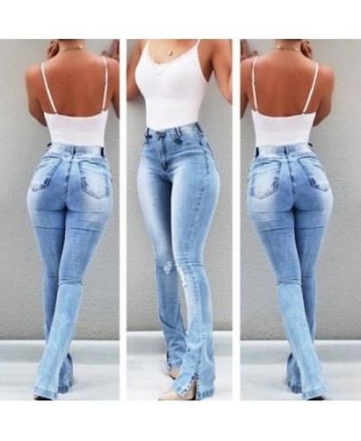 Casual Women Jeans Spring New Fashion Elastic Slit Flared High Waisted Pants Comfortable Women's Trousers Clothes $42.86 - Jeans