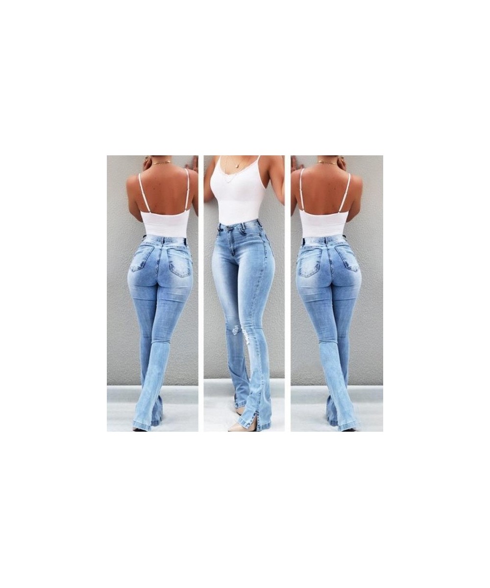 Casual Women Jeans Spring New Fashion Elastic Slit Flared High Waisted Pants Comfortable Women's Trousers Clothes $42.86 - Jeans