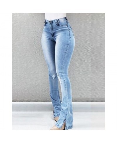 Casual Women Jeans Spring New Fashion Elastic Slit Flared High Waisted Pants Comfortable Women's Trousers Clothes $42.86 - Jeans