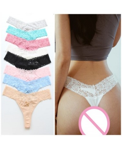 8 pcs/Lot Plus Size Women's Cotton Panties Underwear Sexy Lace Lingerie Panty Thongs G String Tanga T-back Seamless Female 05...