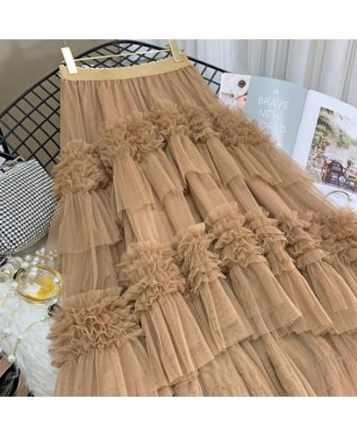 Half-length Skirts Womens 2023 Layer Cake Skirt Elastic Waist Design Sense Gauze Skirt Mid-length Irregular Skirt Mini Skirt ...