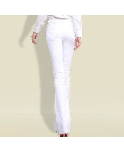 Women's High Waist Skinny Flare Jeans Korean Flared Boot Cut Jean Pencil Pants Women Black White Cotton Denim Trousers $61.40...