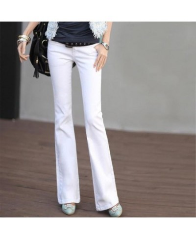 Women's High Waist Skinny Flare Jeans Korean Flared Boot Cut Jean Pencil Pants Women Black White Cotton Denim Trousers $61.40...