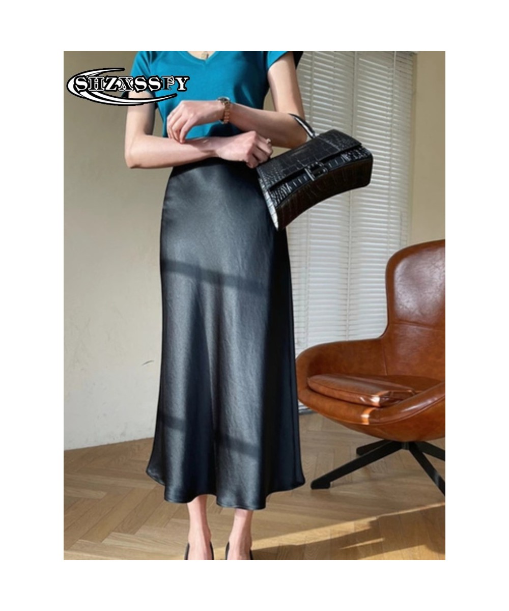 Skirts for Women Korean Fashion Clothing Silk Satin Solid High-waisted Skirt Women All-match New Loose Elegant Women's Skirts...