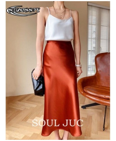 Skirts for Women Korean Fashion Clothing Silk Satin Solid High-waisted Skirt Women All-match New Loose Elegant Women's Skirts...