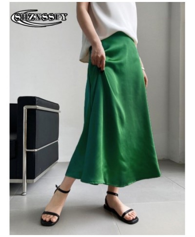 Skirts for Women Korean Fashion Clothing Silk Satin Solid High-waisted Skirt Women All-match New Loose Elegant Women's Skirts...