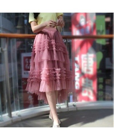 Half-length Skirts Womens 2023 Layer Cake Skirt Elastic Waist Design Sense Gauze Skirt Mid-length Irregular Skirt Mini Skirt ...