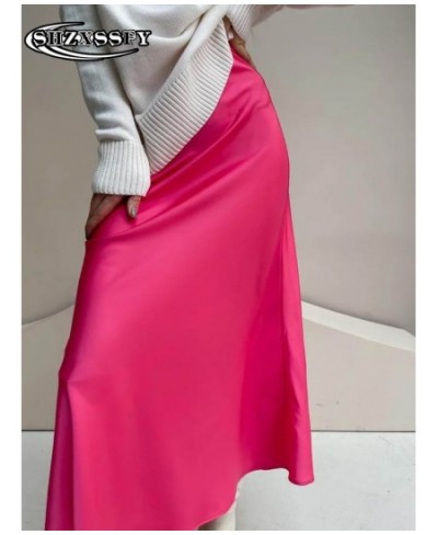 Skirts for Women Korean Fashion Clothing Silk Satin Solid High-waisted Skirt Women All-match New Loose Elegant Women's Skirts...