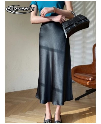 Skirts for Women Korean Fashion Clothing Silk Satin Solid High-waisted Skirt Women All-match New Loose Elegant Women's Skirts...