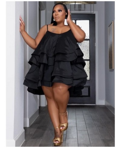 Plus Size Dresses for Women Tank Sexy Party Cute Ruffles Big Hem Mini Dress Summer Clothes Wholesale $46.67 - Plus Size Clothes