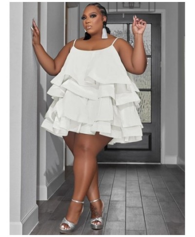 Plus Size Dresses for Women Tank Sexy Party Cute Ruffles Big Hem Mini Dress Summer Clothes Wholesale $46.67 - Plus Size Clothes