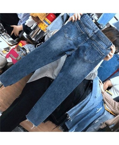 Women Denim Skinny Trousers Ripped Jeans For Women Hole Vintage Pencil Pants High Elasticity Stretch Trousers $34.06 - Bottoms