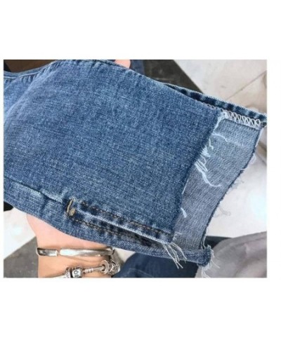 Women Denim Skinny Trousers Ripped Jeans For Women Hole Vintage Pencil Pants High Elasticity Stretch Trousers $34.06 - Bottoms