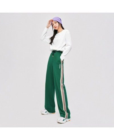 Women Sweatpants 2022 Autumn Elastic Waist Straight Trousers Green Gradient Webbing Casual Streetwear Sport Pants $62.27 - Pa...