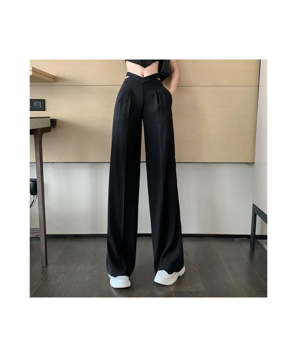 Hollow Out High Waist Straight Pants Women Fashion Back Zipper Wide Leg Suit Pants Ladies Y2K Streetwear Baggy Trousers $36.2...