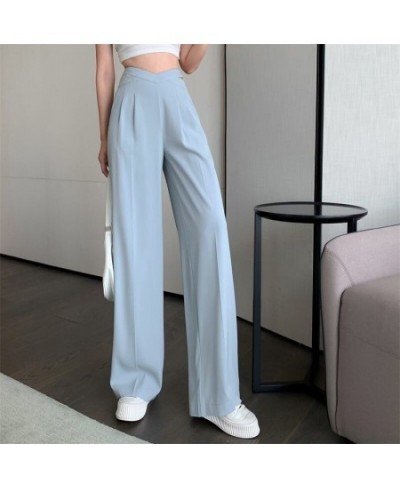 Hollow Out High Waist Straight Pants Women Fashion Back Zipper Wide Leg Suit Pants Ladies Y2K Streetwear Baggy Trousers $36.2...