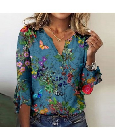 Elegant Spring Autumn Women Shirts Loose Long Sleeve Shirts Women Button Print Tops $31.98 - Women Tops