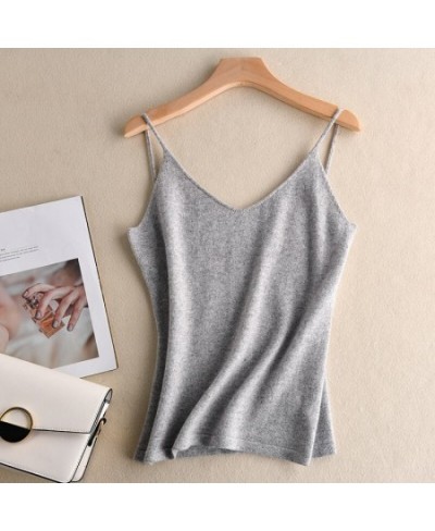 2022 New V-neck Cashmere Sling Wool Camisole Solid Color Base Wool Vest Sexy Knitted Sweater Underwear Women $44.05 - Tops & ...