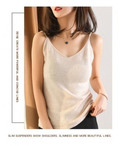 2022 New V-neck Cashmere Sling Wool Camisole Solid Color Base Wool Vest Sexy Knitted Sweater Underwear Women $44.05 - Tops & ...