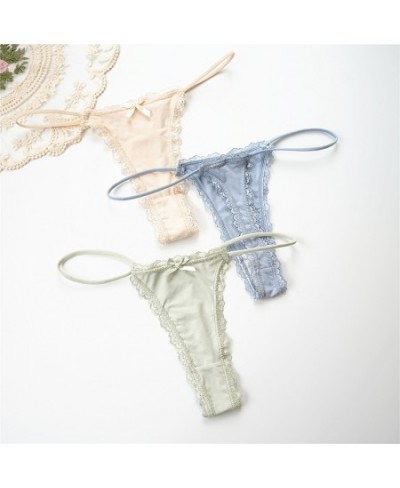 3 Pcs/Lot Thin Sexy Lace Thongs Breathable Women's Underwear Low Waist Cotton Crotch Bow Panties Seamless Briefs $18.01 - Und...