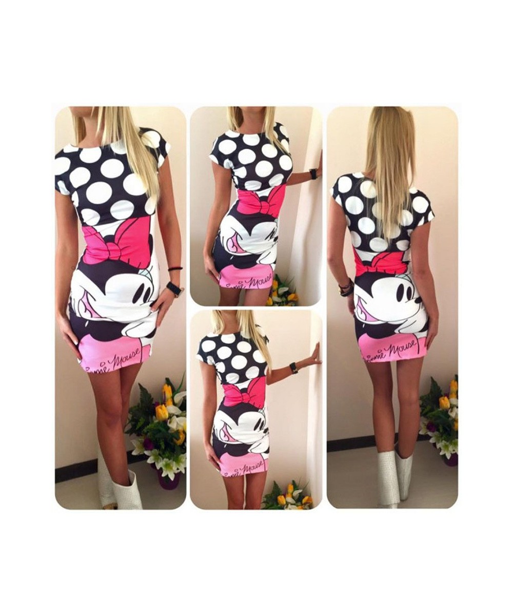 Mickey Minnie Mouse Dress Women Fashion Print O-Neck Sleeveless Summer Mini Dresses Bodycon Slim Casual Pencil Vestidos $27.1...