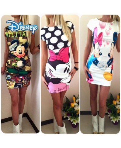 Mickey Minnie Mouse Dress Women Fashion Print O-Neck Sleeveless Summer Mini Dresses Bodycon Slim Casual Pencil Vestidos $27.1...