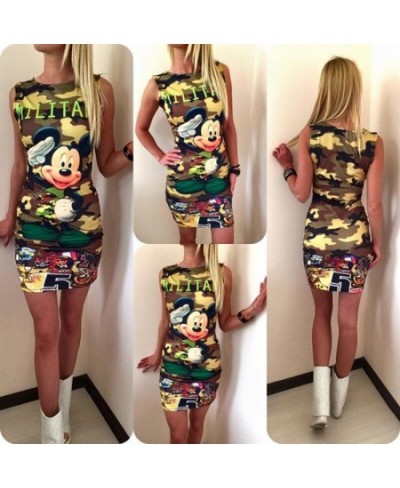 Mickey Minnie Mouse Dress Women Fashion Print O-Neck Sleeveless Summer Mini Dresses Bodycon Slim Casual Pencil Vestidos $27.1...