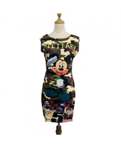 Mickey Minnie Mouse Dress Women Fashion Print O-Neck Sleeveless Summer Mini Dresses Bodycon Slim Casual Pencil Vestidos $27.1...