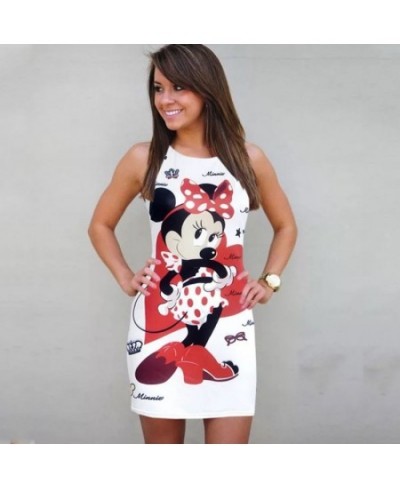 Mickey Minnie Mouse Dress Women Fashion Print O-Neck Sleeveless Summer Mini Dresses Bodycon Slim Casual Pencil Vestidos $27.1...