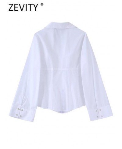 Women Fashion Corset Style White Poplin Smock Blouse Office Lady Buckle Slim Shirt Chic Chemise Blusas Tops LS1972 $31.67 - W...