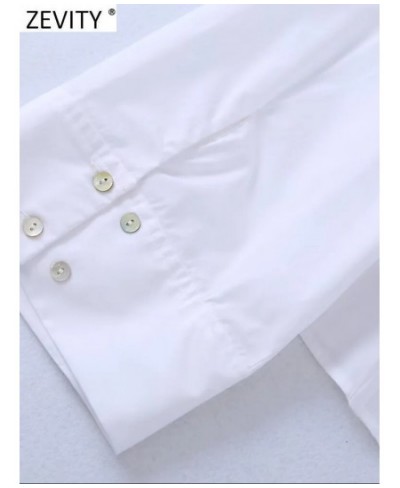 Women Fashion Corset Style White Poplin Smock Blouse Office Lady Buckle Slim Shirt Chic Chemise Blusas Tops LS1972 $31.67 - W...