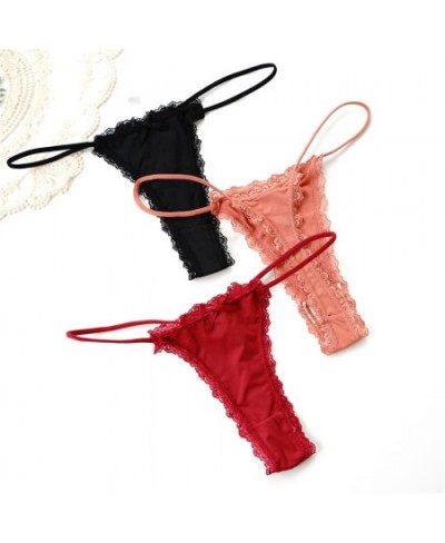 3 Pcs/Lot Thin Sexy Lace Thongs Breathable Women's Underwear Low Waist Cotton Crotch Bow Panties Seamless Briefs $18.01 - Und...