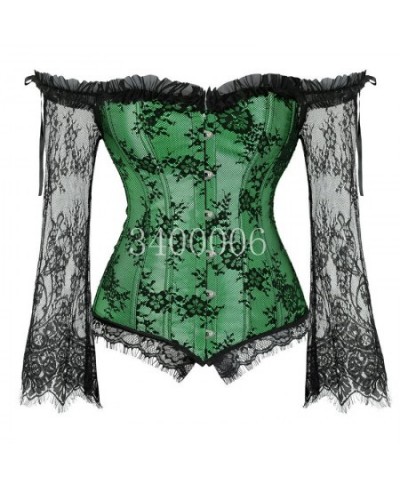 Women's Overbust Corset with Sleeves Vintage Victorian Retro Burlesque Lace Corset and Bustiers Top Vest Fashion White Black ...