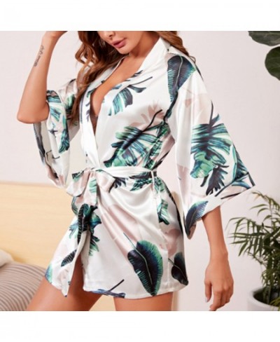 Women Silk Robes Satin Kimono Robe Short Silky Bathrobe Bridesmaid Wedding Party Nightshirts Sleepwear Pizza Shirt $21.32 - S...