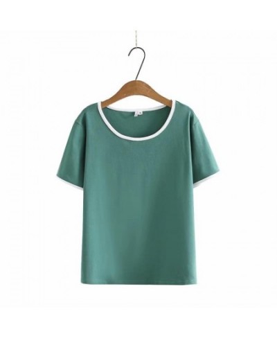 Plus Size Solid Casual Tops Women's Short Sleeve Summer Tshirts Vintage Slim Female Large Size Tee $45.41 - Plus Size Clothes