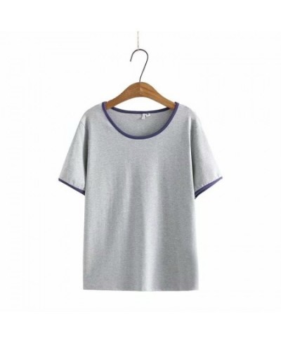 Plus Size Solid Casual Tops Women's Short Sleeve Summer Tshirts Vintage Slim Female Large Size Tee $45.41 - Plus Size Clothes