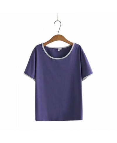 Plus Size Solid Casual Tops Women's Short Sleeve Summer Tshirts Vintage Slim Female Large Size Tee $45.41 - Plus Size Clothes